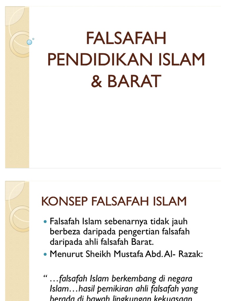 FALSAFAH PENDIDIKAN ISLAM&BARAT