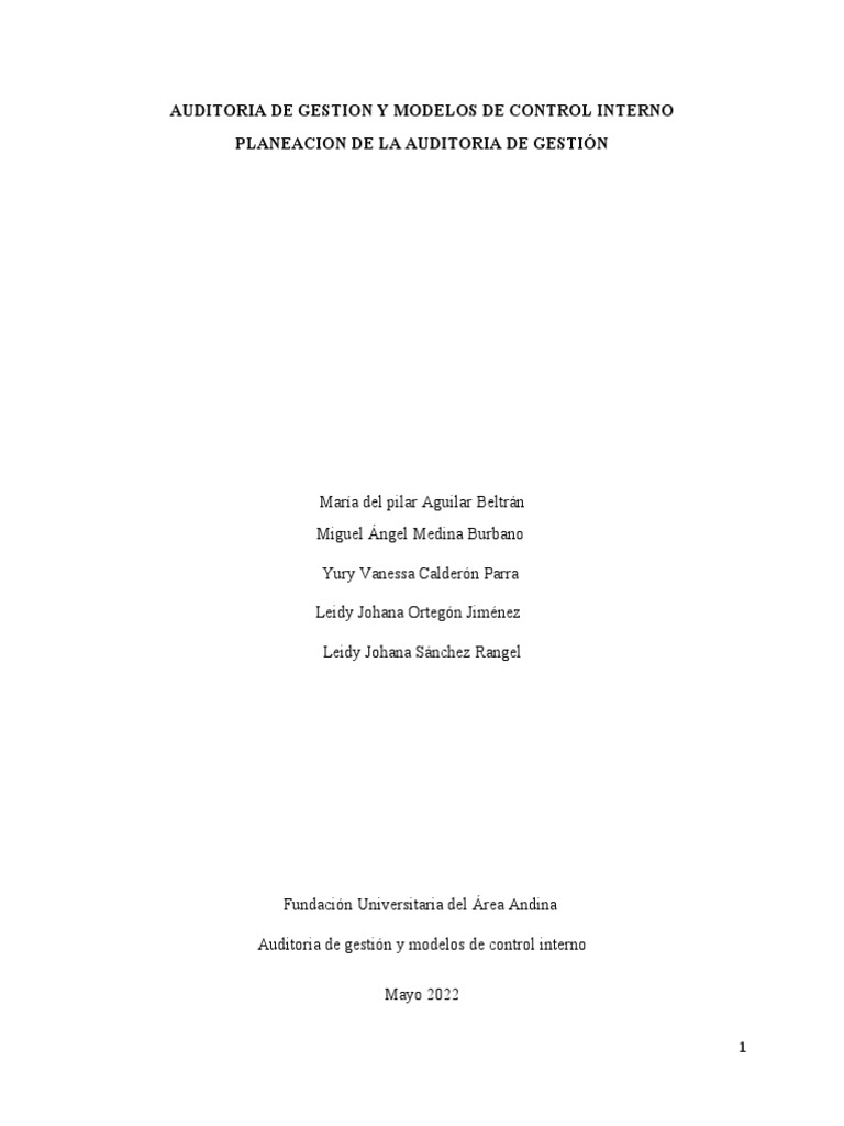 Auditoría de Gestión y Control Interno | PDF | Auditoría | Planificación