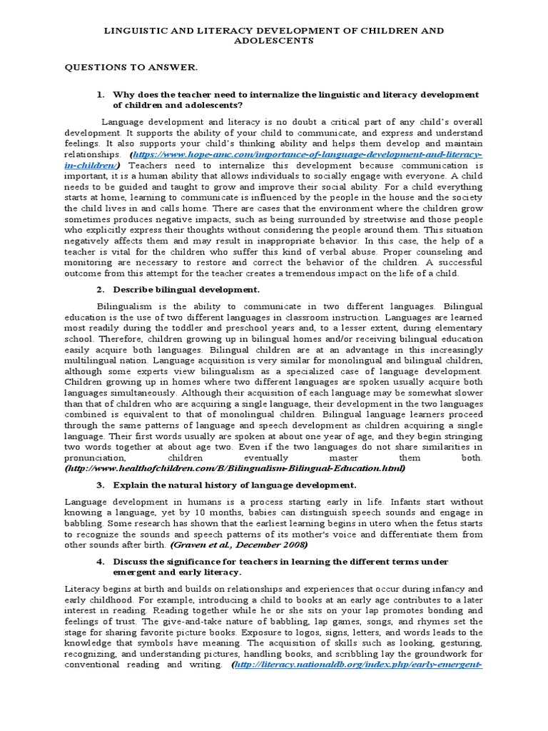 Language and Literacy Development in Youth | PDF | Language Development ...