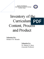 Inventory of The Curriculum Content, Process and Product: Submitted By: Submitted To