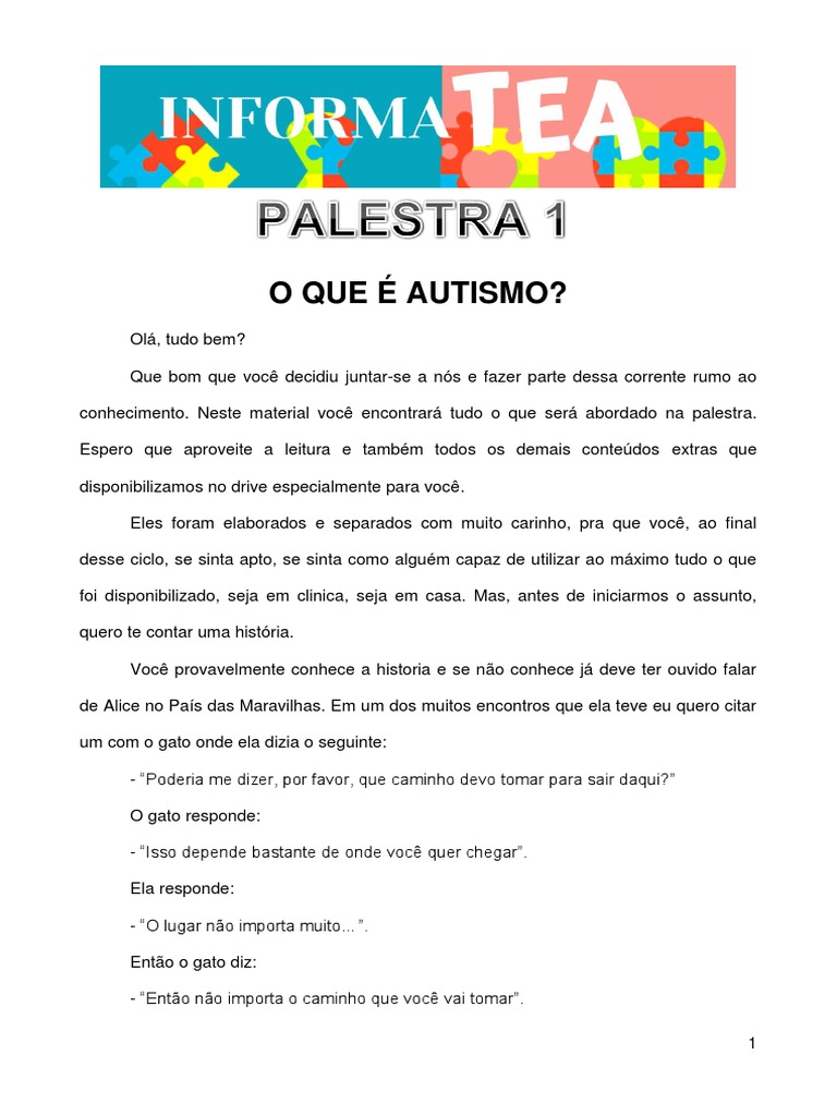 O QUE É AUTISMO - Texto | PDF | Autismo | Espectro do autismo