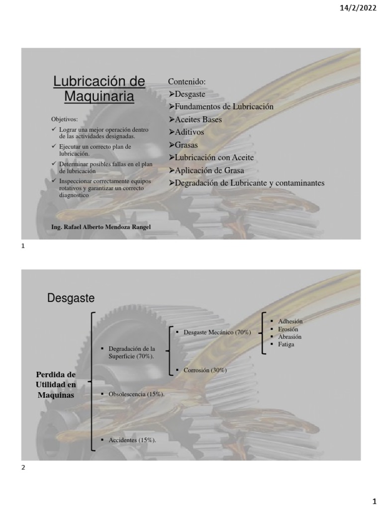 Lubricación de Maquinaria: Fundamentos y Desgaste | PDF | Fatiga ...