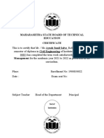 Maharashtra State Board of Technical Education Certificate Roll No. 325 of Sixth Management For The Academic Year 2021 To 2022 As Prescribed in The