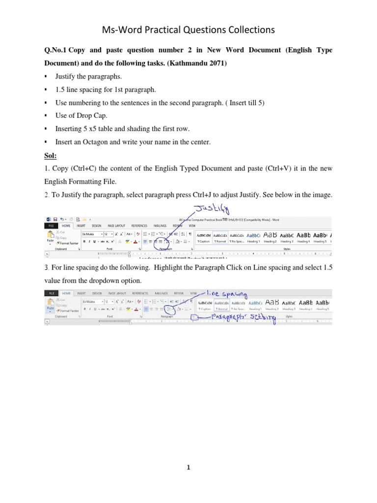 Ms Word Practical Questions Collections | PDF