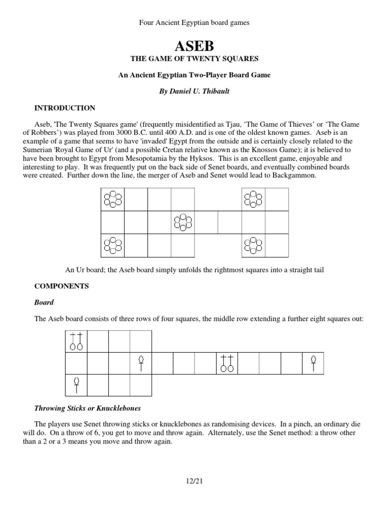 Aseb the Game of Twenty Squares | Games Of Mental Skill | Tabletop Games