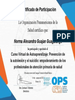 Certificado Participación Curso Prevención Autolesión Suicidio