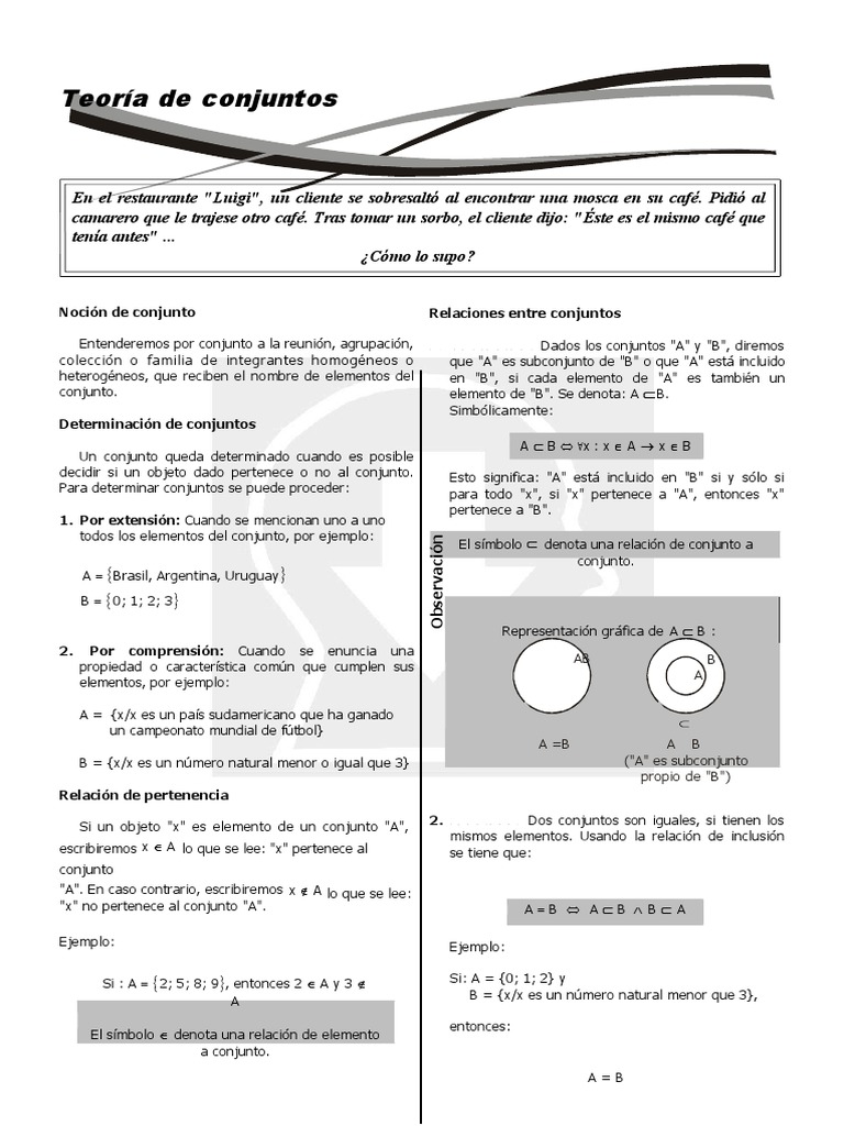 Teoría de Conjuntos para Secundaria | PDF | Conjunto (Matemáticas ...
