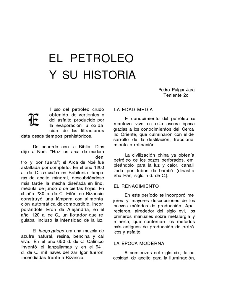 Historia y Exploración del Petróleo | PDF | Petróleo | Refinería de ...
