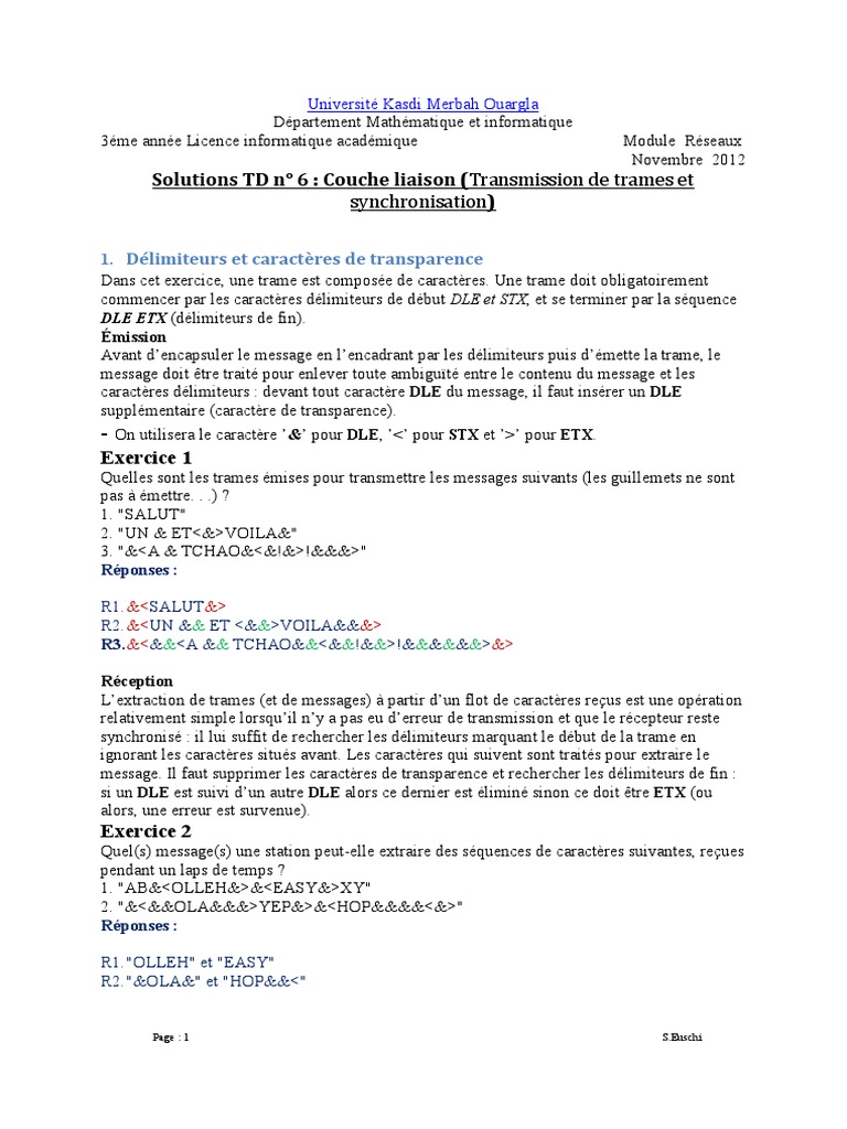 Transmission de trames en informatique | PDF | Transmission des données ...