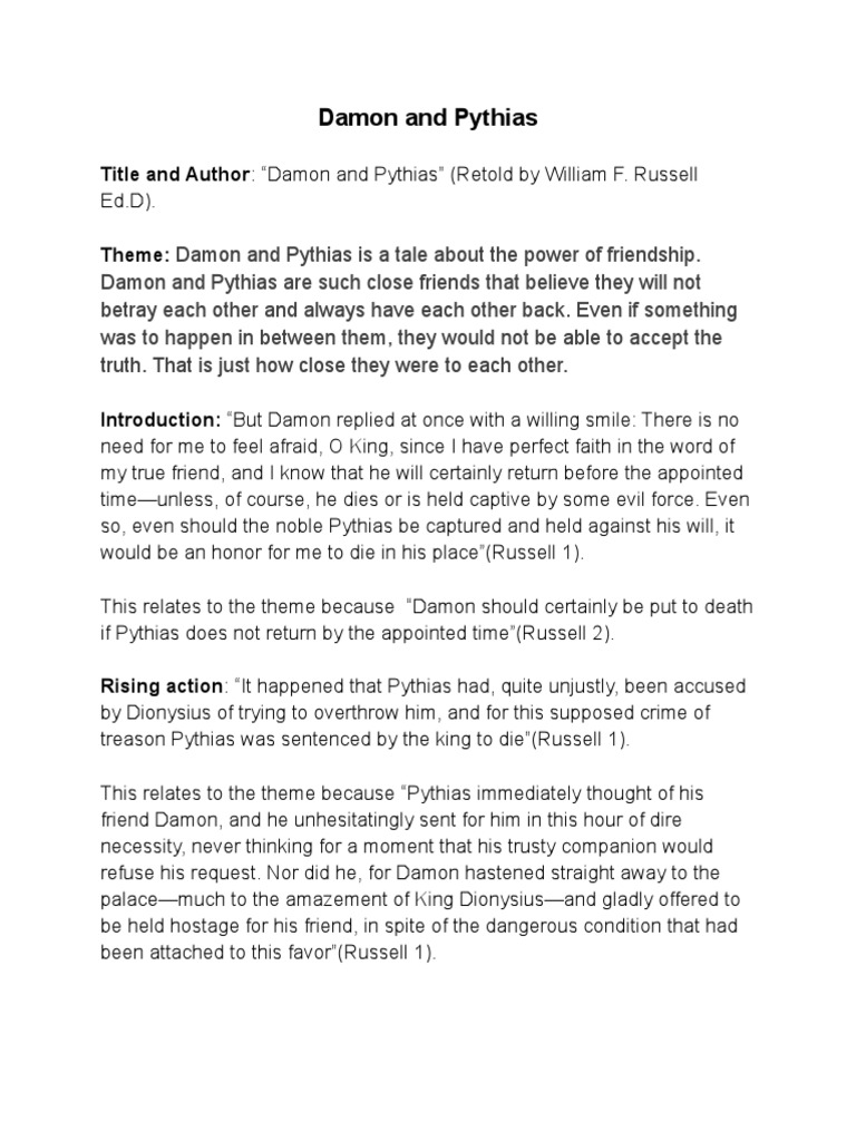 Damon and Pythias Story PDF