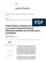 Think Tanks y Centros de Estudio. Los Nuevos Mecanismos de Influencia Política en El Chile Post-Autoritario