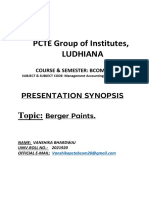 PCTE Group of Institutes, Ludhiana: Presentation Synopsis Topic