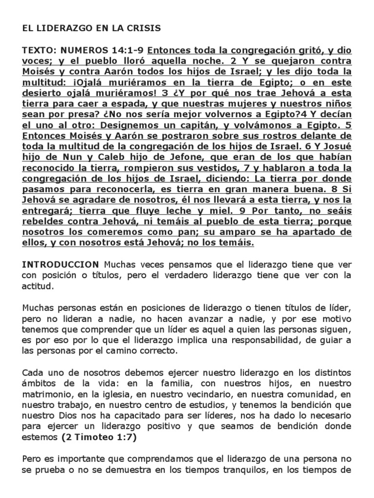 El Liderazgo en La Crisis | PDF | Moisés | Liderazgo