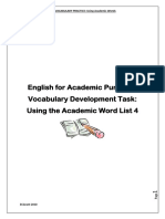 English For Academic Purposes Vocabulary Development Task: Using The Academic Word List 4