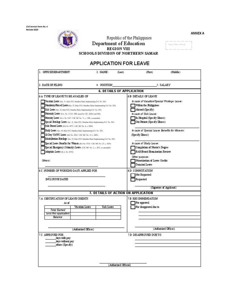 Civil Service Leave Application Form | PDF | Parental Leave | Sick Leave