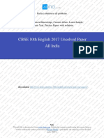 CBSE 10th English 2017 Unsolved Paper All India: Perfect Solution To All Problems