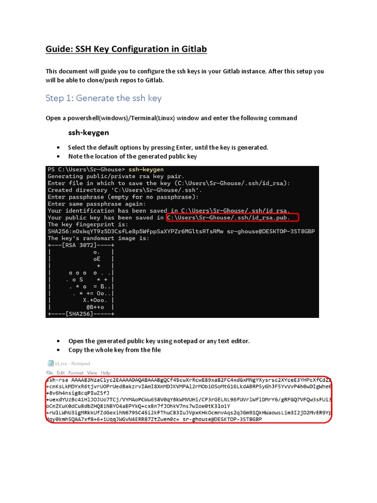 SSH Key Setup for GitLab Access | PDF | Computers | Technology ...