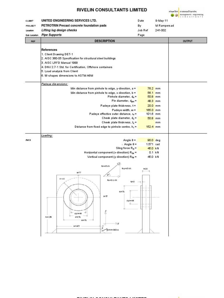 Lifting Lug Calculation Structural Steel Strength Of Materials