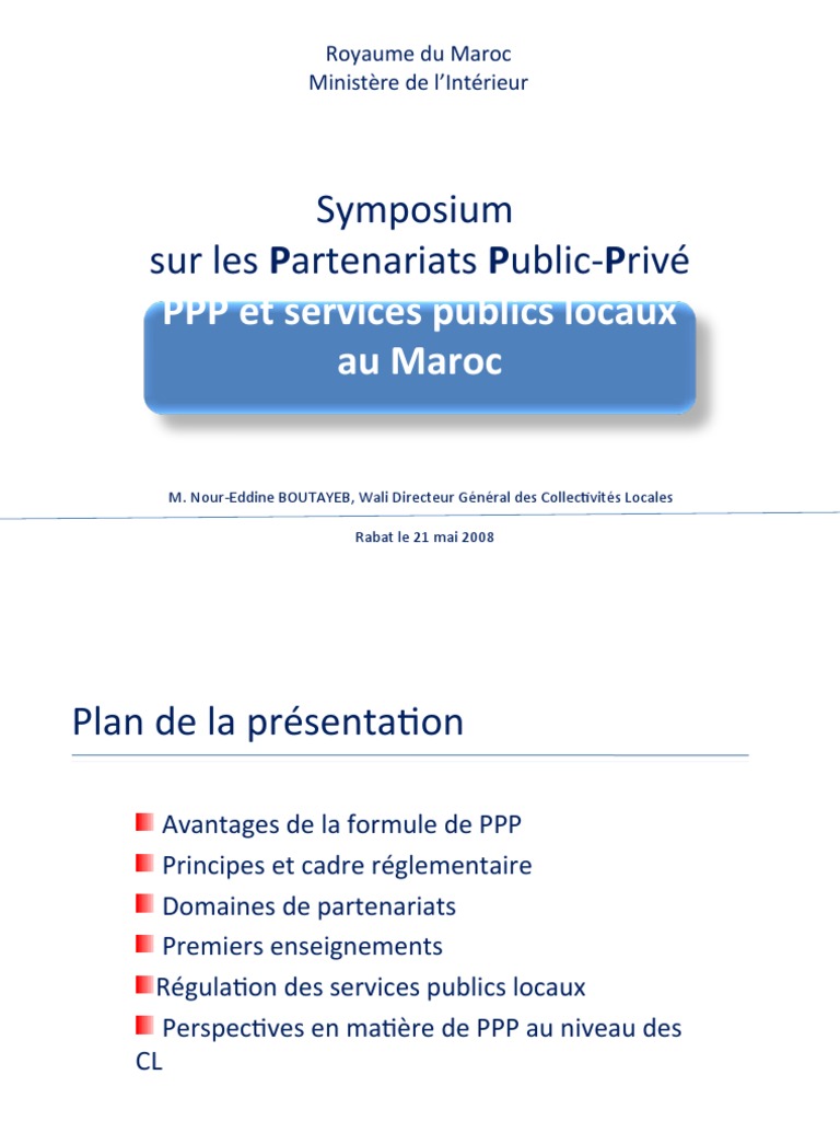 Symposium Sur Les Partenariats Public-Privé: PPP Et Services Publics ...