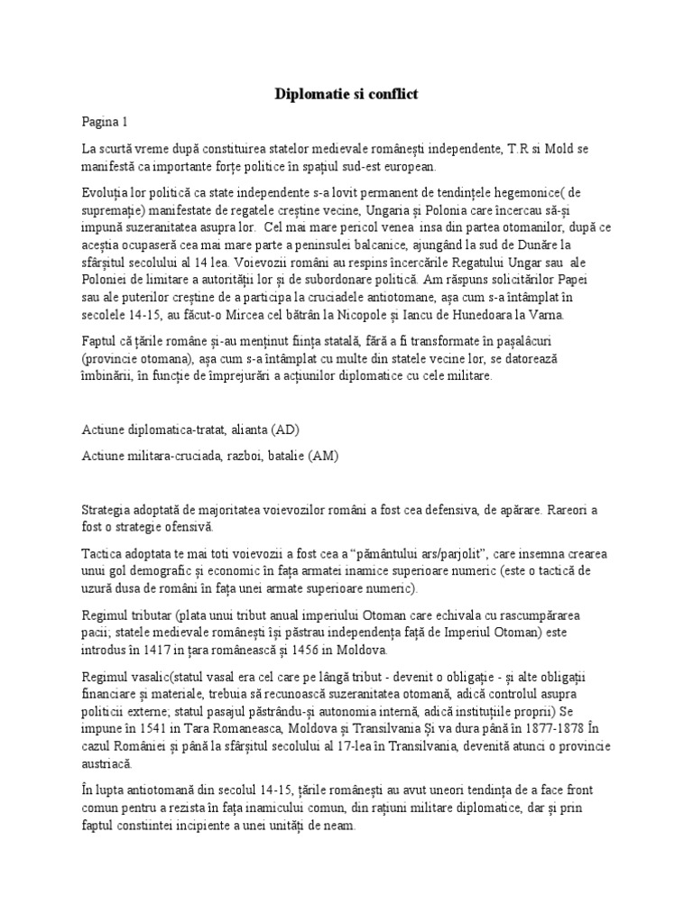 Diplomatie Si Conflict PDF