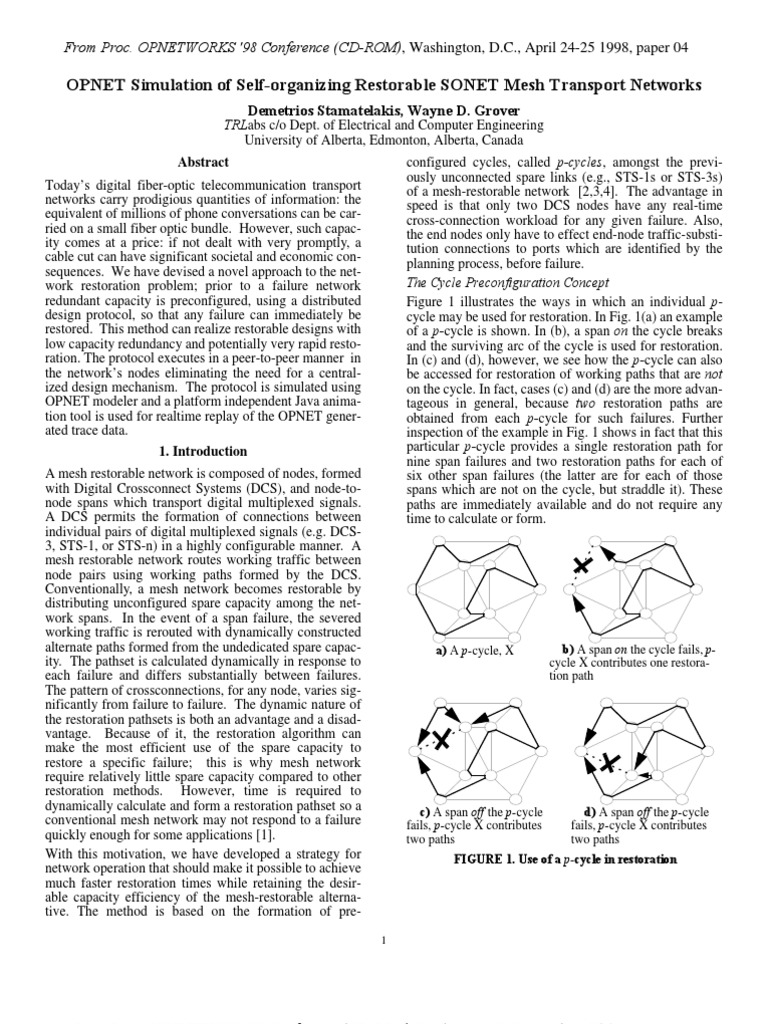 Self-Organizing SONET Mesh Networks | PDF | Computer Network | Computer ...