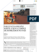 Pará faz da Região Norte a nova campeã de homicídios