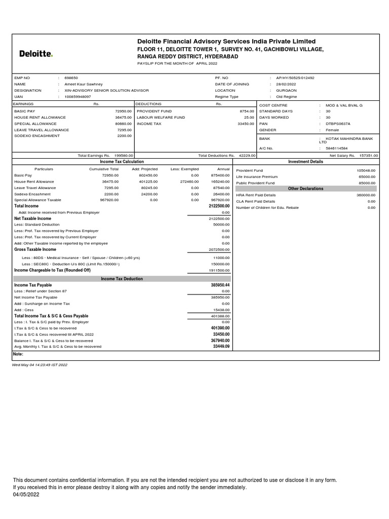 Deloitte Financial Advisory Services India Private Limited PDF Tax