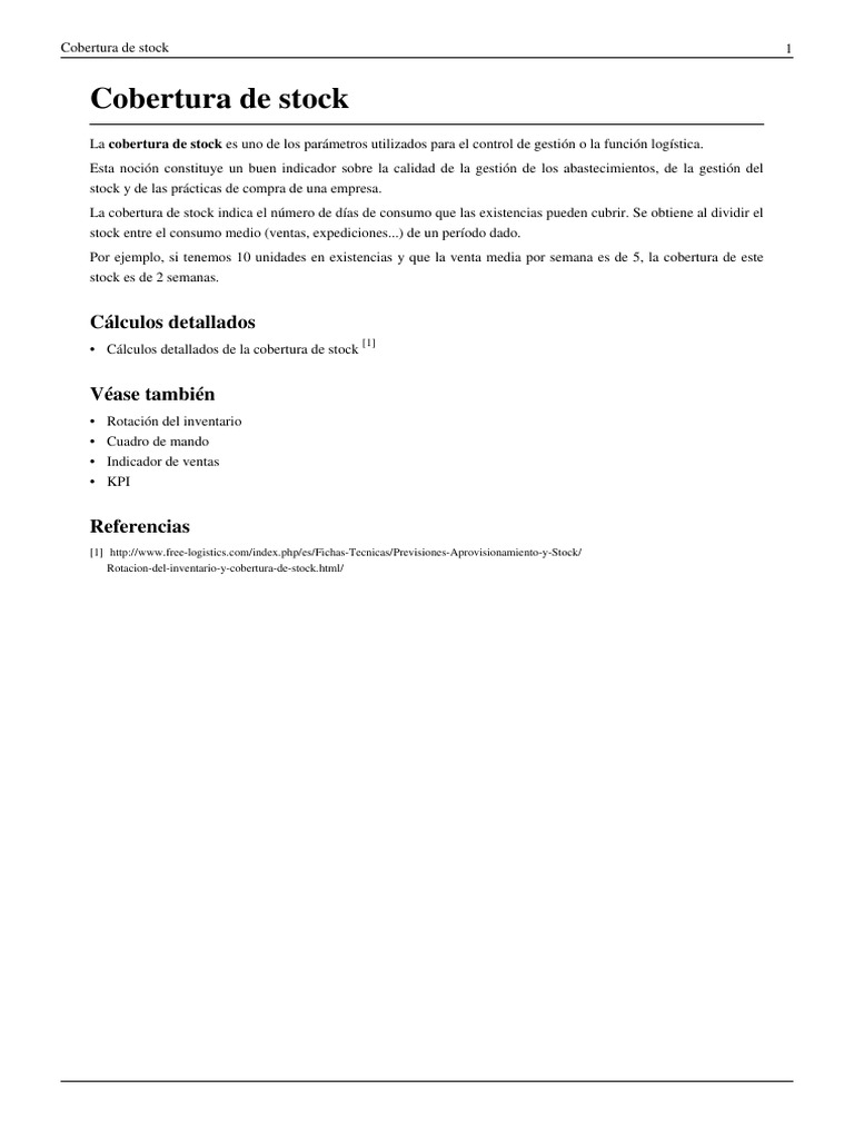 Cobertura de Stock PDF