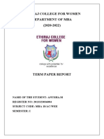Ethiraj College For Women Department of Mba (2020-2022)