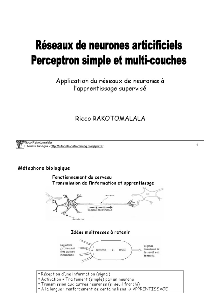 Réseaux de neurones et apprentissage supervisé | PDF | Réseau de ...