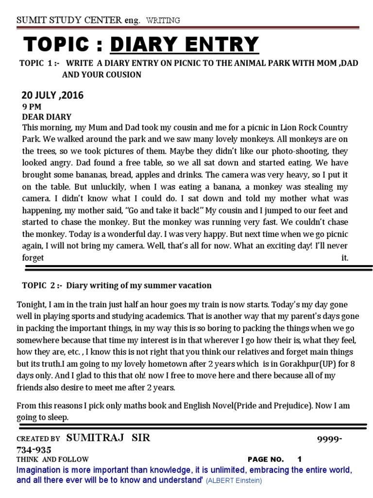 Diary Entry PDF