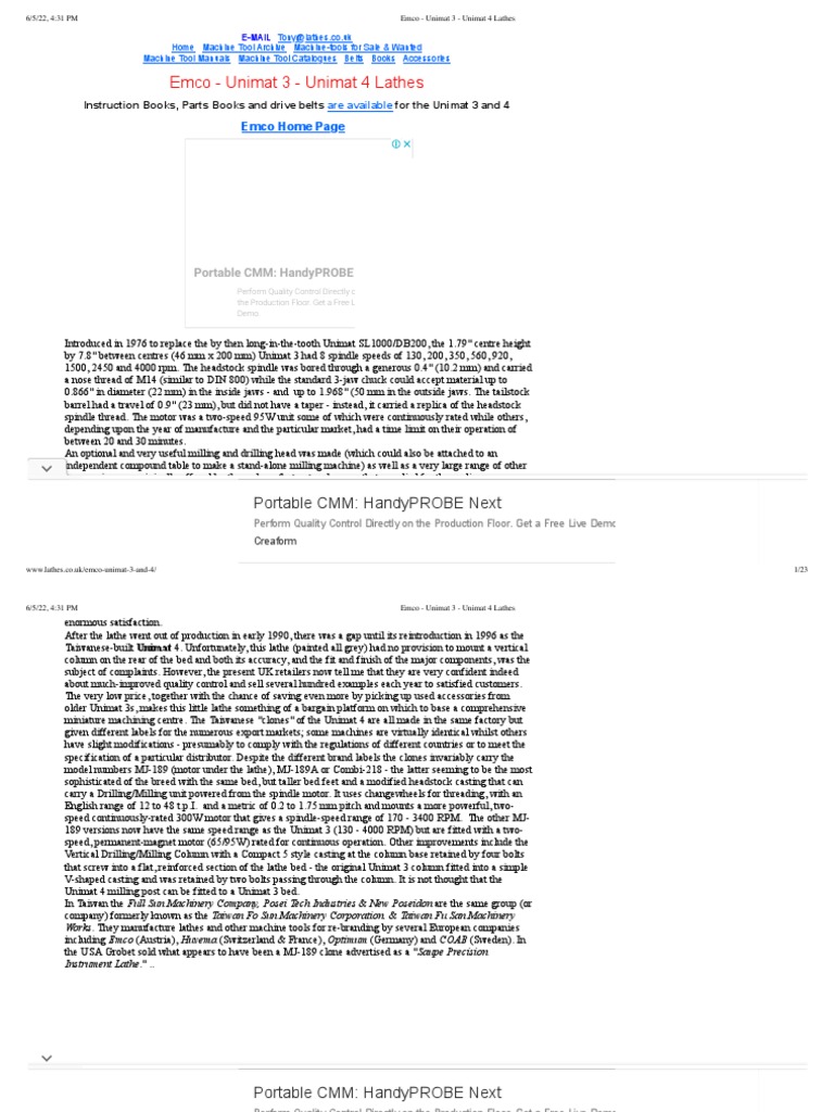 Tornio Emco Unimat 3 & 4 Accessori - Foto 8