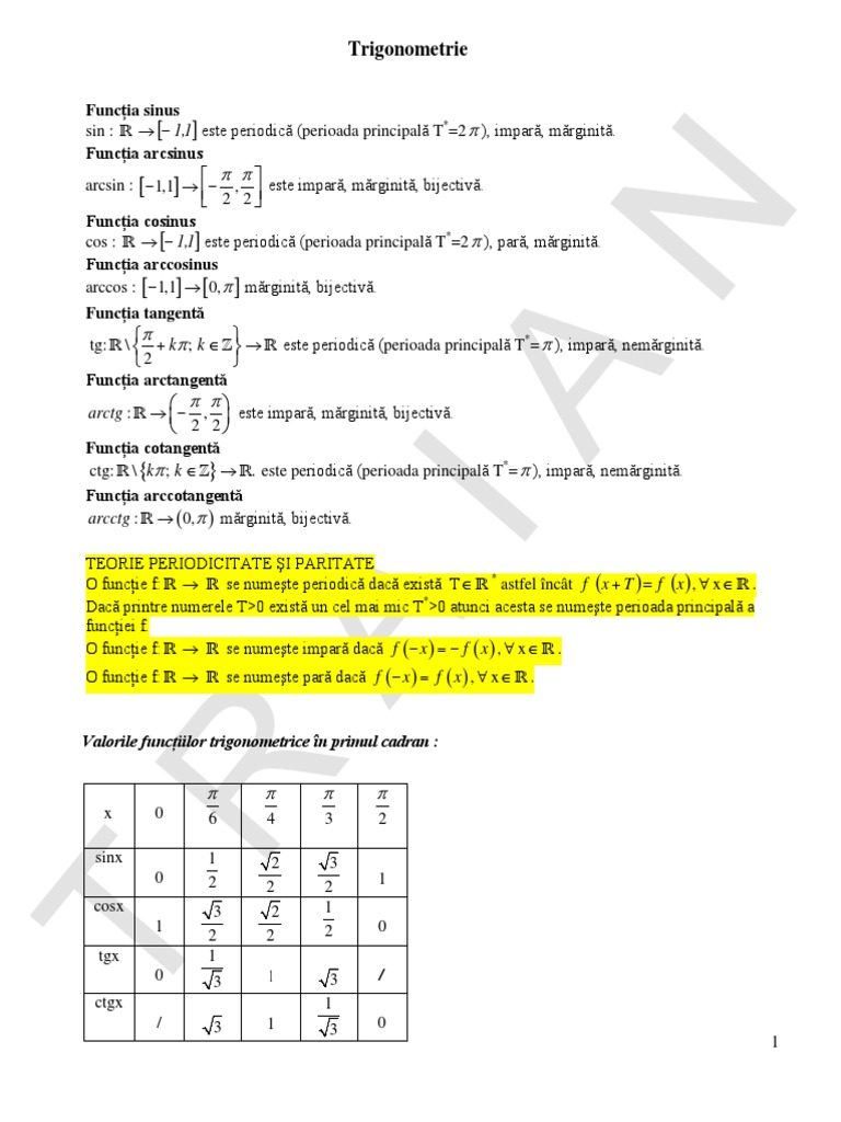 formule trigonometrice clasa 10