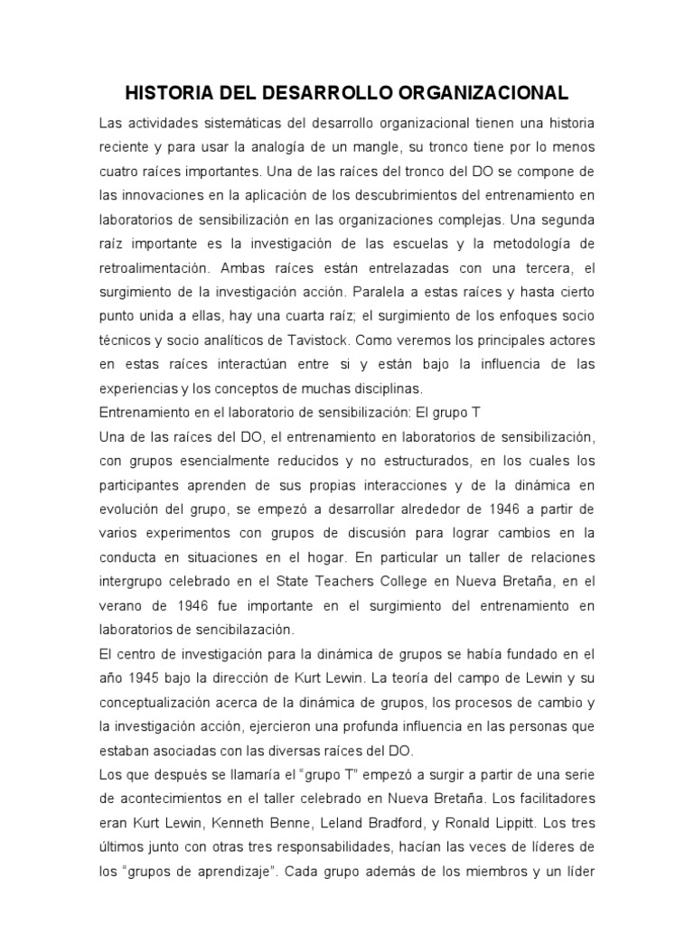 Historia Del Desarrollo Organizacional | PDF | Desarrollo