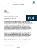 Printable Letter of Recommendation For Graduate School From Employer