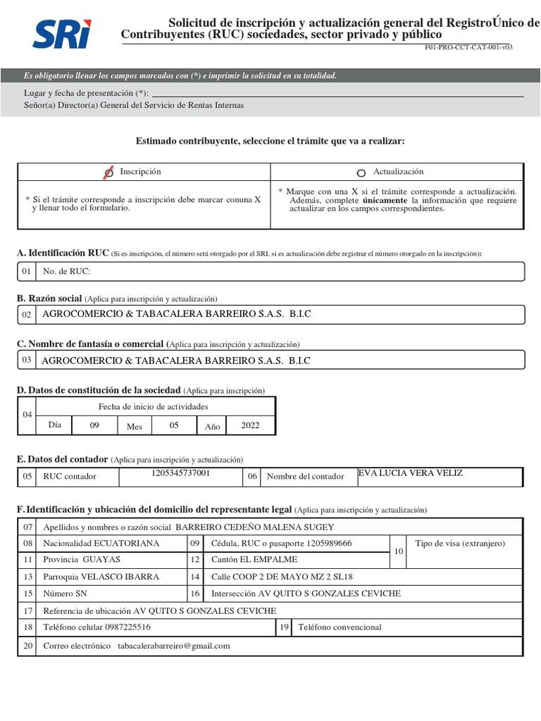 Inscripción y Actualización RUC Sociedades | PDF