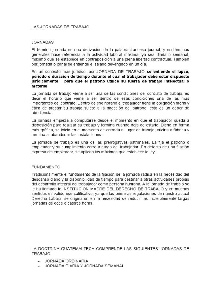 Tipos de Jornadas Laborales | PDF | Tiempo de trabajo | Salario