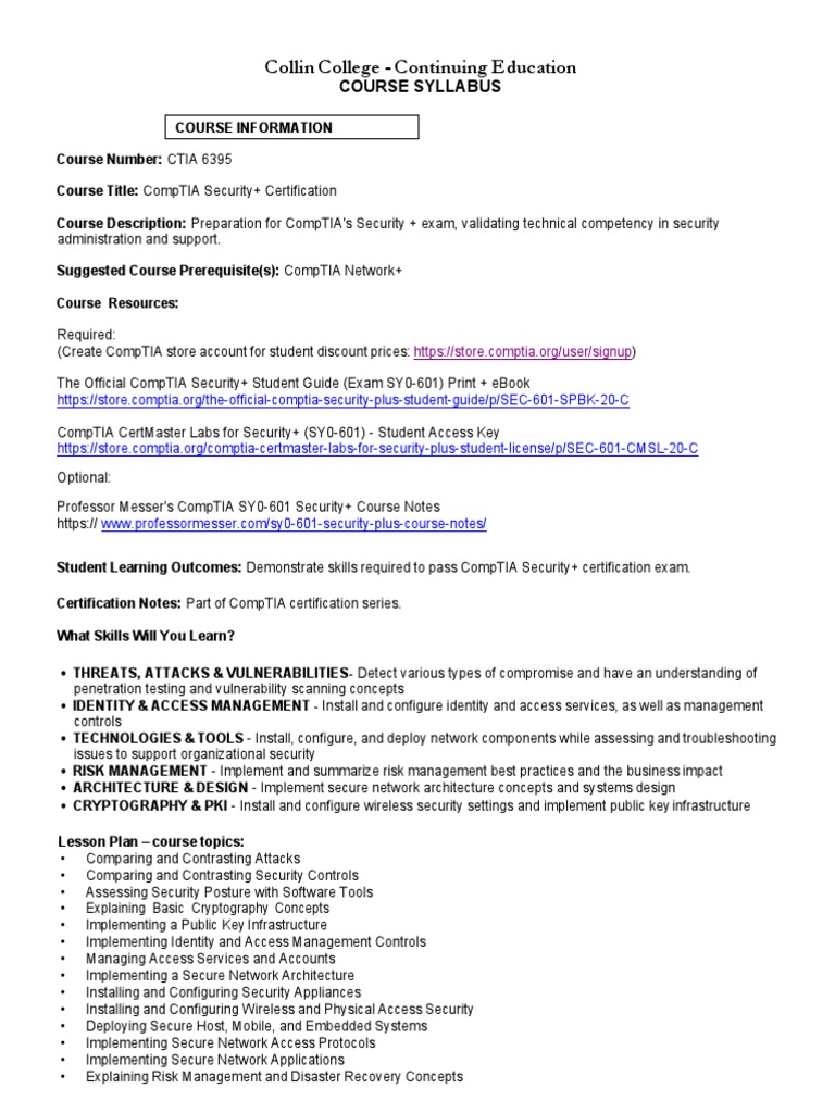 free security+ ceu courses