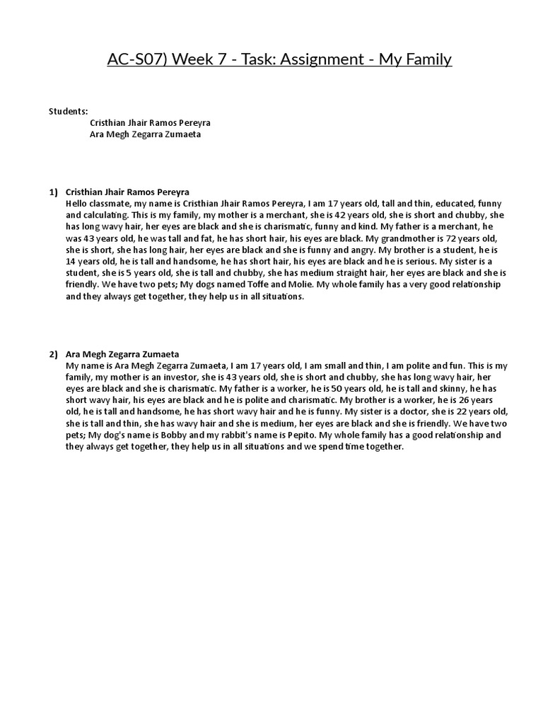 (AC-S07) Week 7 - Task Assignment - My Family | PDF