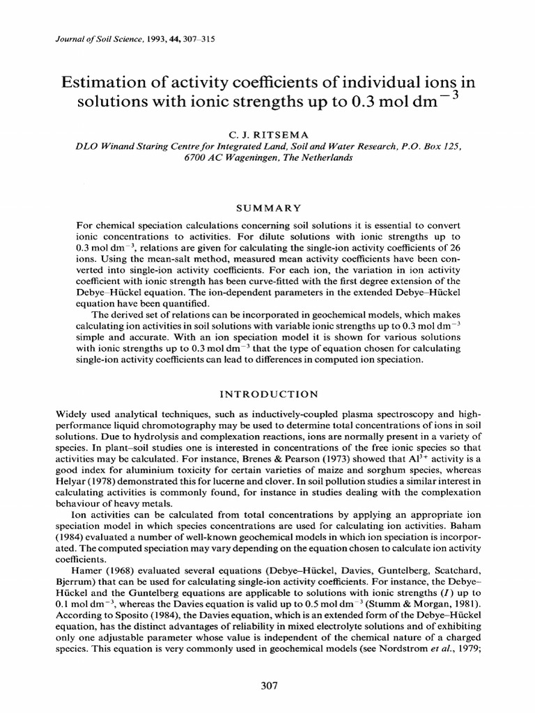 Estimation of Activity Coefficients of Individual Ions in Solutions ...