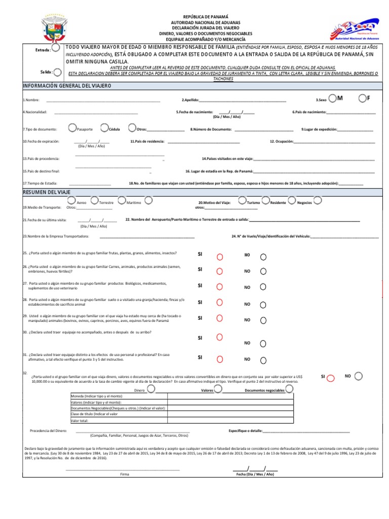 Declaracion Jurada Viajero | PDF