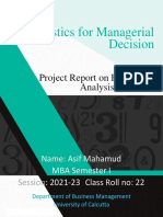 Statistics For Managerial Decision: Project Report On Regression Analysis