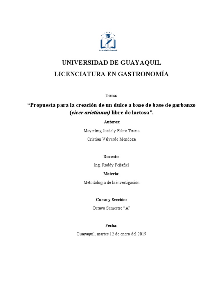 Dulce de Garbanzo PDF Leche Garbanzo