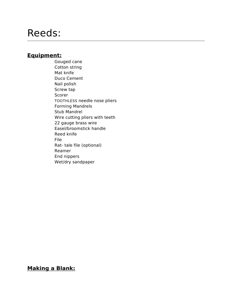 Reed Making Guide: Step-by-Step Instructions | PDF | Wire | Nature