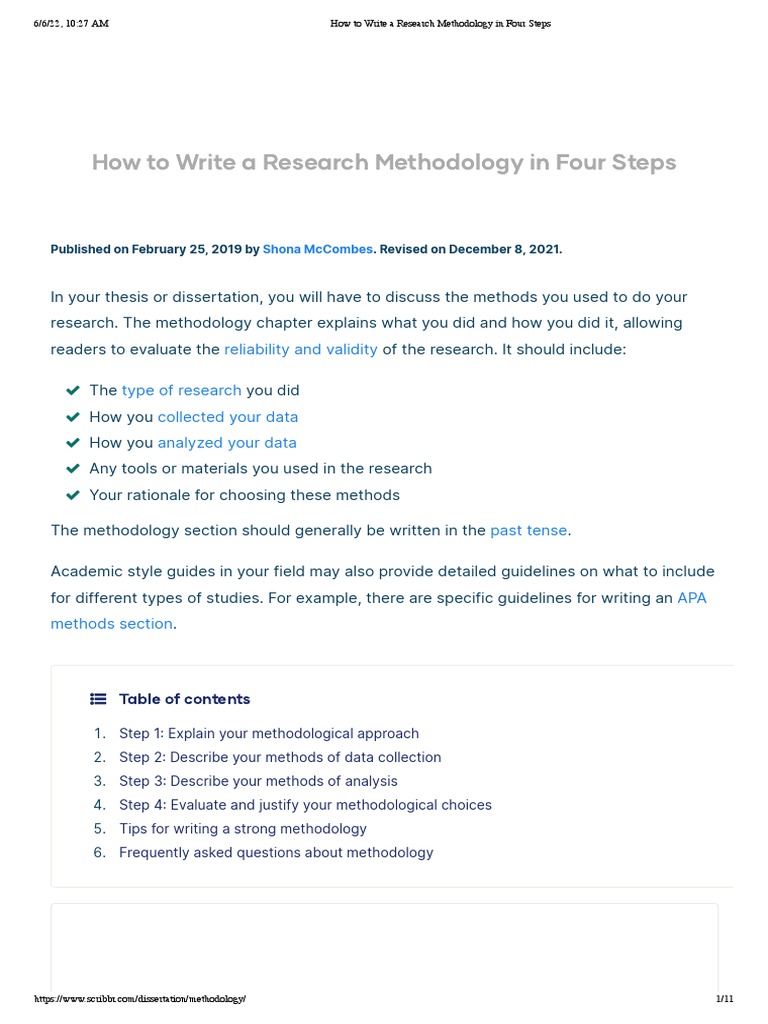How To Write A Research Methodology in Four Steps | PDF | Survey ...