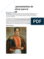 Grandes Pensamientos de Simon Bolivar para La Posteridad