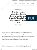 Etienne Balibar, Sur la « cause absente » dans la théorie politique de Freud "Psychologie des masses" a 100 ans - Collectif de Pantin