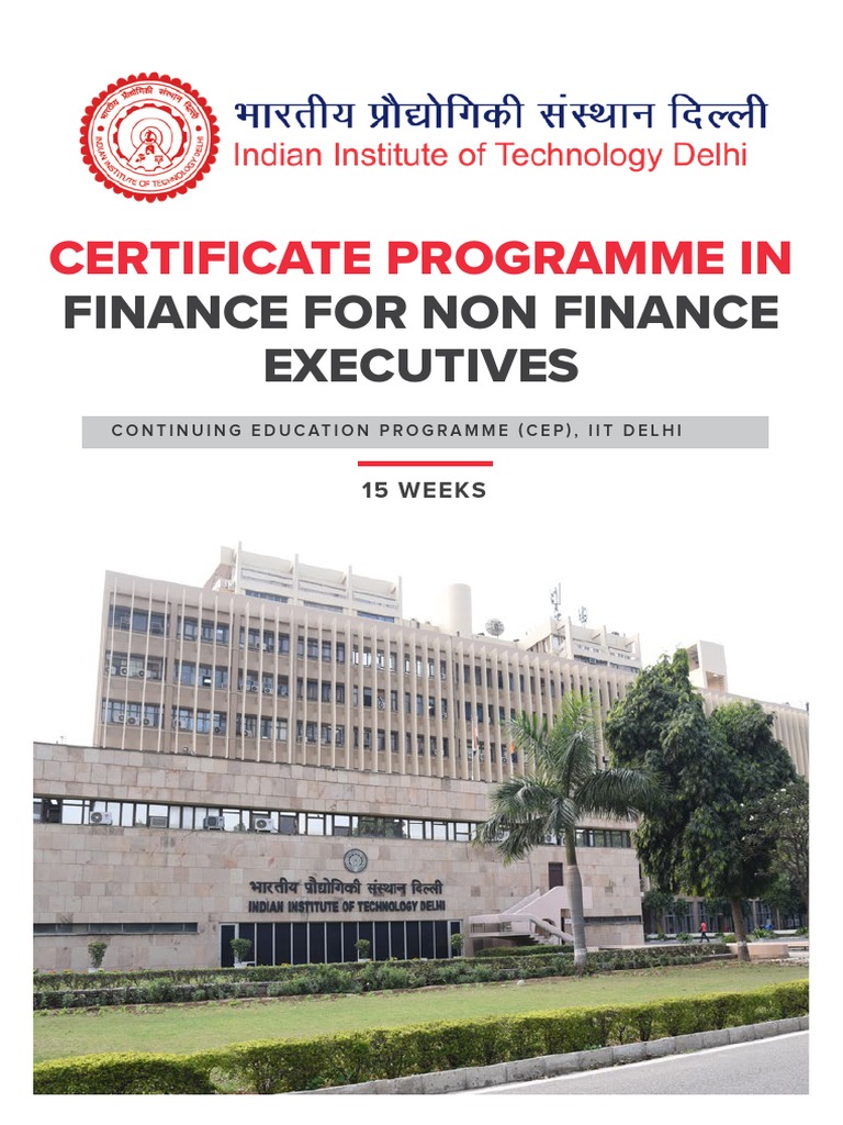 3rd Certificate Programme in FINANCE FOR NON FINANCE EXECUTIVES : IIT  Delhi