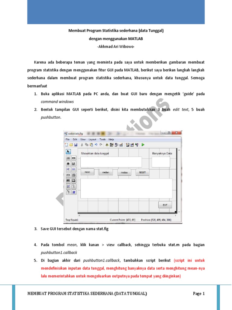 Program Statistika Sederhana di MATLAB | PDF | Metode & Bahan Ajar ...