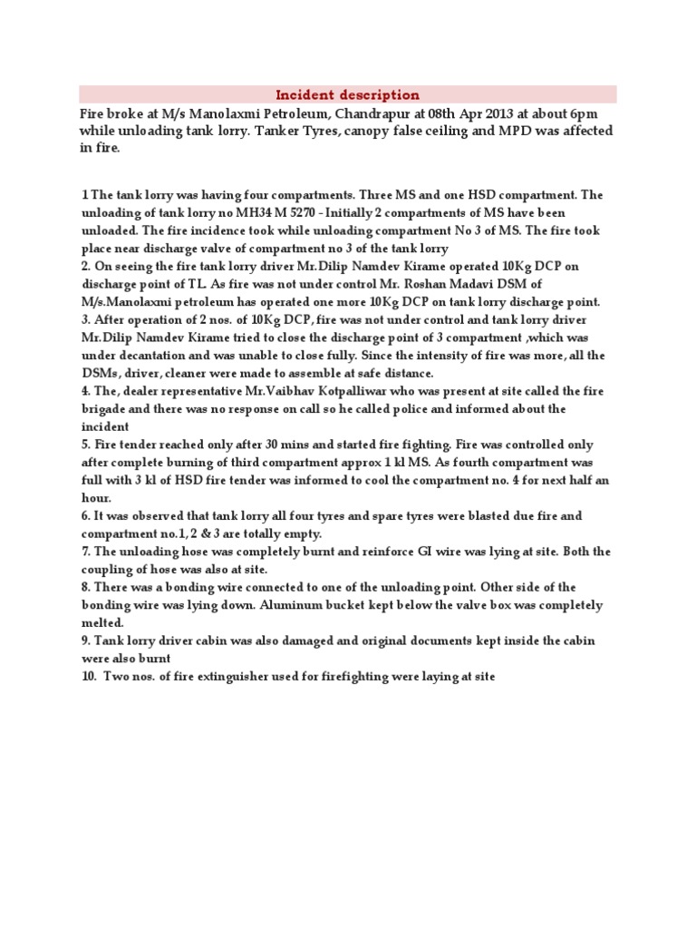 Case Study Fire During TL Unloading at | PDF | Home & Garden ...